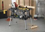 Keter ?C 197283 Folding Table Work Bench for Miter Saw Stand, Woodworking Tools and Accessories with Included 12 Inch Wood Clamps ?C Easy Garage Storage Black/Yellow - Image 10